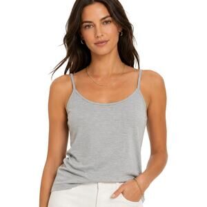 St John Knit Tank Top M Gray Wool Blend Scoop Neck Sleeveless Quiet Luxury